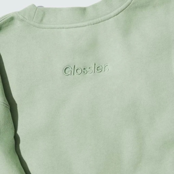 Glossier  Boston Crewneck Mint Green Long Sleeve G-Logo Sweatshirt Size large L - Picture 2 of 2